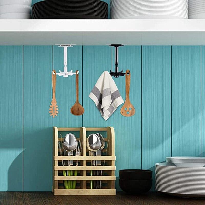 360 Degrees Rotated Kitchen Hooks Self Adhesive Wall Door Hook Handbag Clothes Ties Bag Home Hanging Rack