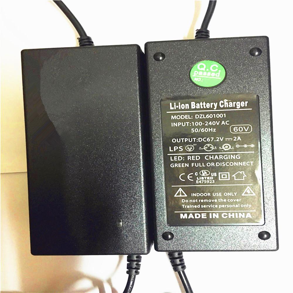 DC67.2V 2A Smart Lithium Battery Charger GX12 Aviation Connector For Self Balancing Skateboard Unicycle 16S 60V 10AH 12AH 20AH