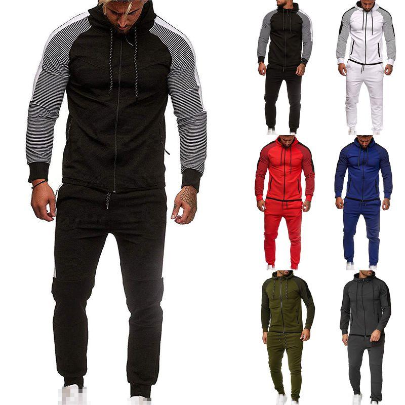 Classic Men Tracksuit Set With Hooded Pullover And Adjustable Jogging Pants