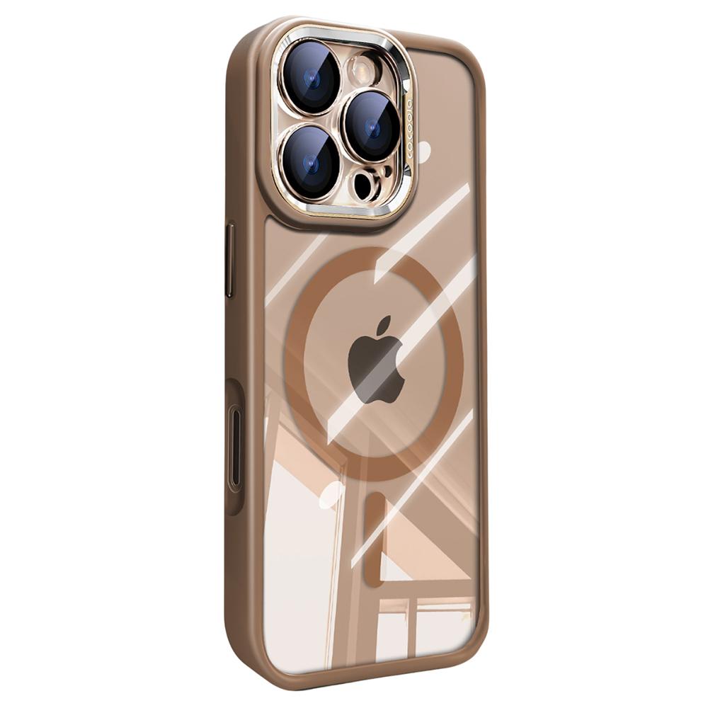 

For iPhone 16 Pro Max Case Compatible with MagSafe PC+TPU Phone Cover with Detachable Camera Lens Film Titanium Gold