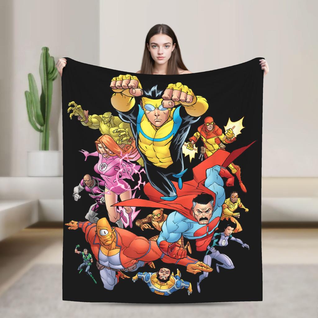 Invincible Comic Mark Grayson Fleece Blankets Anime Awesome Throw Blanket for Home 150*125cm Rug Piece Lightweight Thin