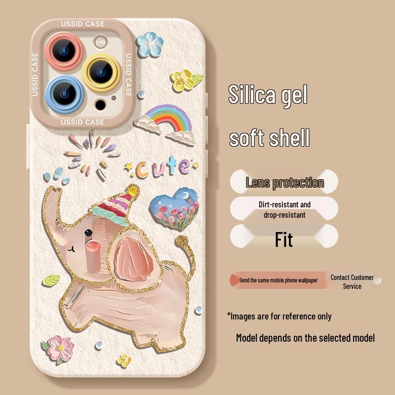 iPhone 17 Elephant Oil Painting Case; Also Fits 16 Pro Max, 15 with Lanyard, 14 Hot, and 13 Soft Models