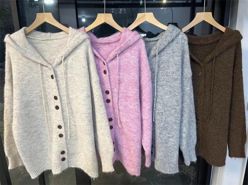 Women's Thickened Hooded Cardigan Sweater Coat - Autumn/Winter Loose Knit Korean Style