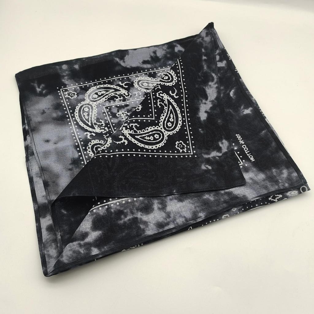 Trifong Paisley Bandana Black Tie-Dye Cotton 100% Adults 55cm X 55cm Black