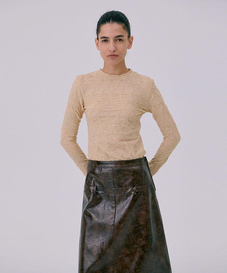 WNDERKAMMER Midi Leather Skirt_Brown