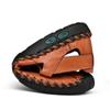 Summer Men's Hollow Leather Beach Sandals Closed Toe Slippers For Men Flip Flops Outdoor Casual Beach Shoe Wide Big Size