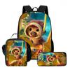 Kids Cartoon Backpack Lunch Bag Pencil Case 3-Piece Set With Fun Print Design School Use
