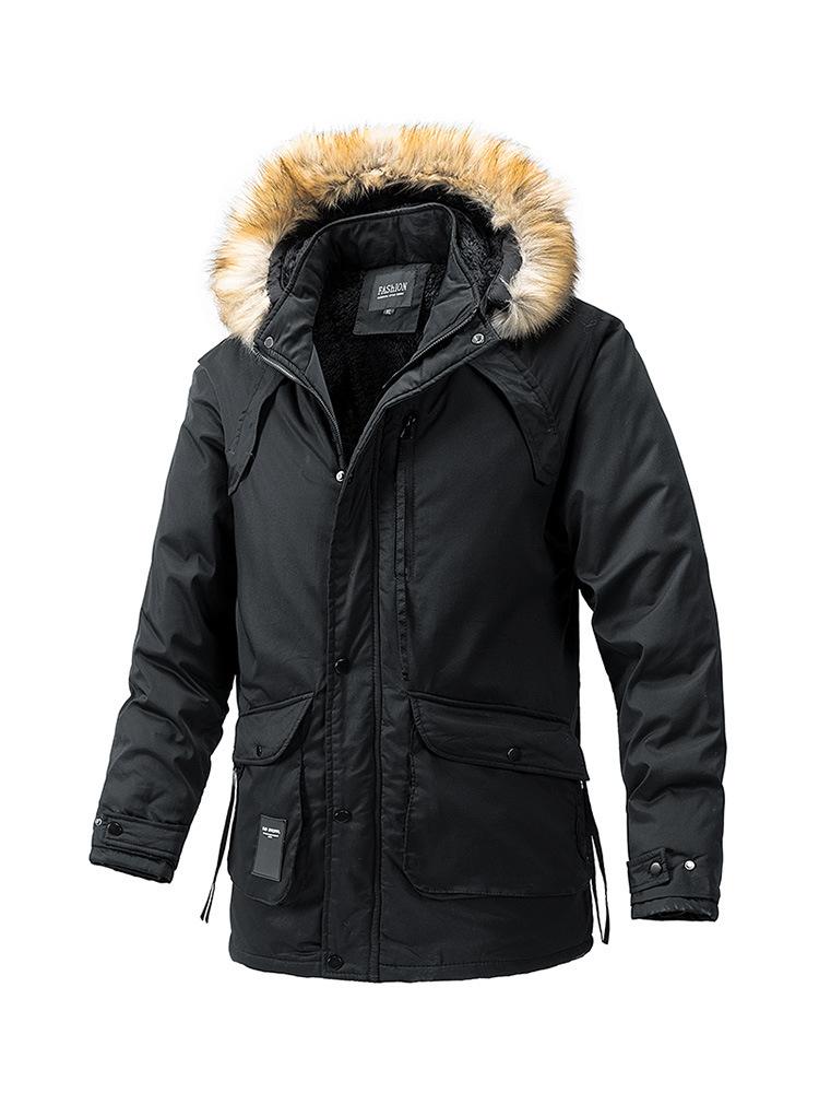 

Winter Men s Korean Version Trend Thickened Medium and Long Cotton-padded Men s Clothing Plus One Piece for Delivery. 4XL чорний