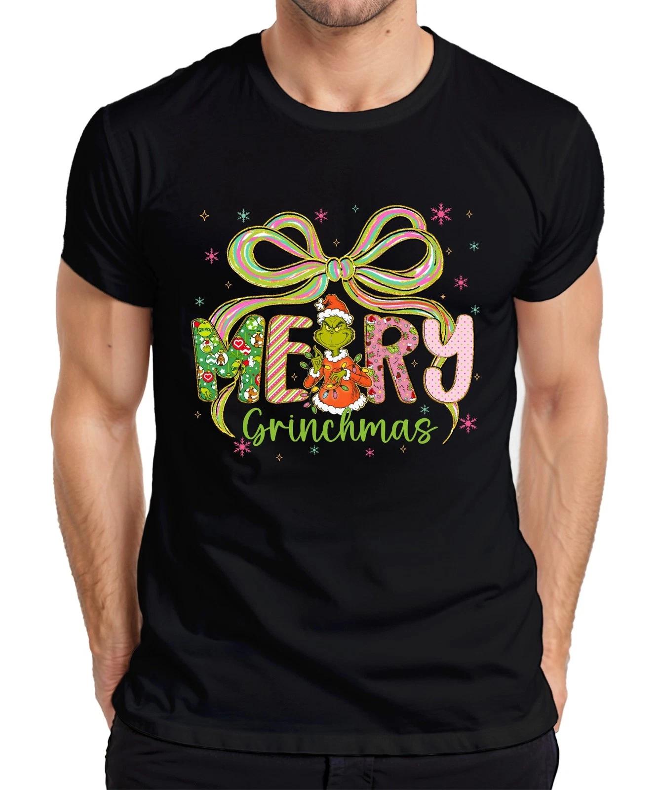Merry Grinchmas Grinch Weihnachten lustig Geschenk Schleife bunt Herren T-Shirt S
