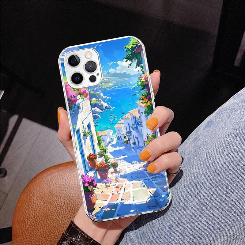 Greece In Summer Santorini Phone Case For iPhone 17 Air 16 Pro Max 16E 15 + 14 Plus 11 12 13 Mini 7 8 SE Gift Print Cover Fundas