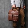 NZPJ New Retro Leather Men's Handbag Top Layer Cowhide Vertical Single Shoulder Messenger Bag Postman Briefcase Computer Bag