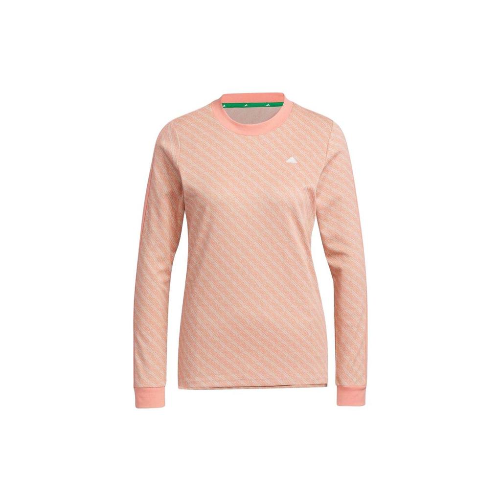 adidas Fitted Long Sleeve Crew Neck T-Shirt Women Tops Clay HY0900