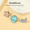 3pcs Cute Cartoon Chibi-Style Marine Creature Metal Pins: Seahorse, Shark, Jellyfish, Starfish Bag Accessories & Brooches