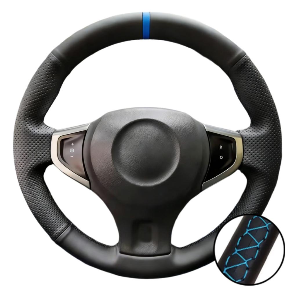 Car Interior Hand Stitched Perforated Non-slip Microfiber Leather 2009-2014 Samsung QM5 Steering Wheel Cover For Renault Koleos
