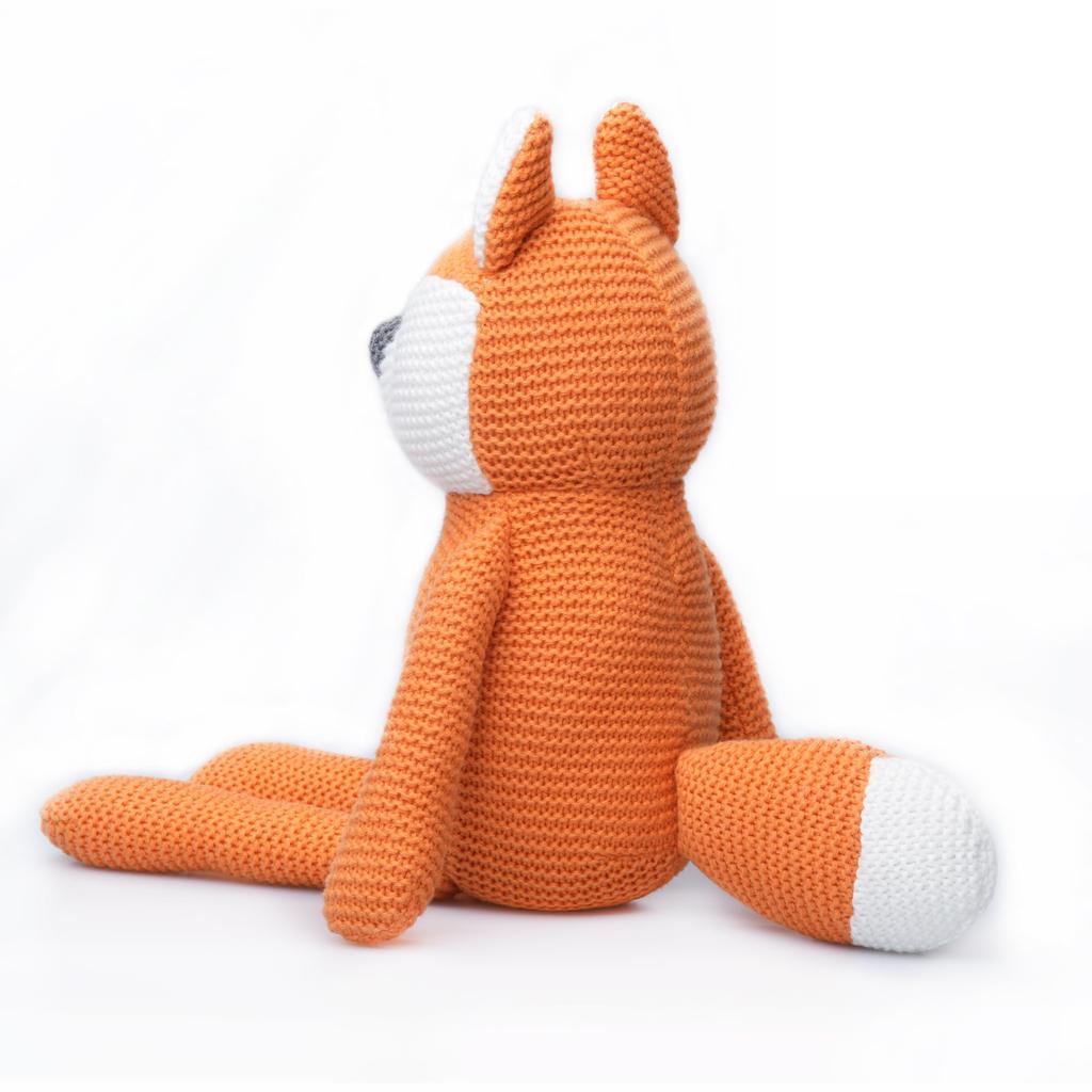 FLUFFYFUN 100% Cotton Baby Toy, Fox Plush Toy, 18cm (Orange)