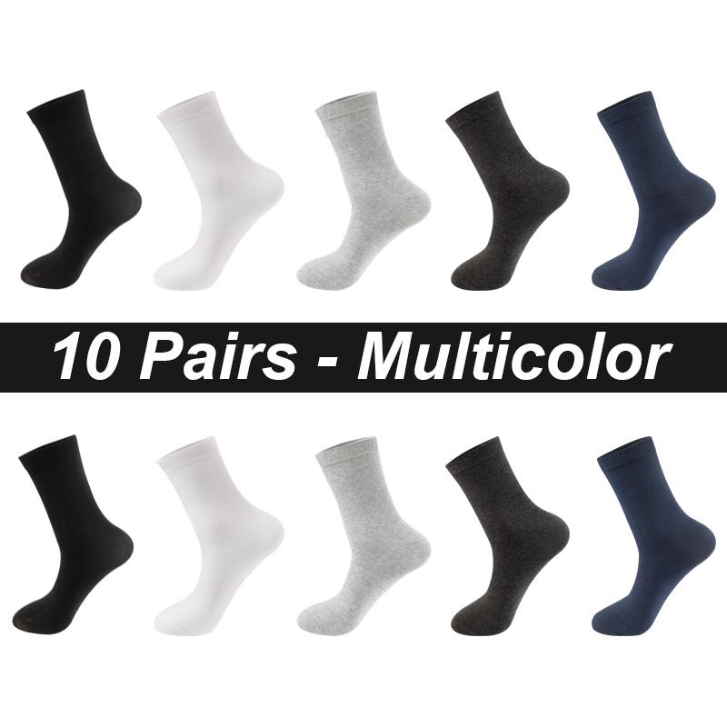 Lot de 10 paires de chaussettes pour homme en coton peigné, noires, décontractées, respirantes, de haute qualité, grandes tailles (38-48)