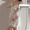 Women's Sexy Lace-Edged Ice Silk Camisole Nightdress – Spring/Summer V-Neck Backless Short Skirt