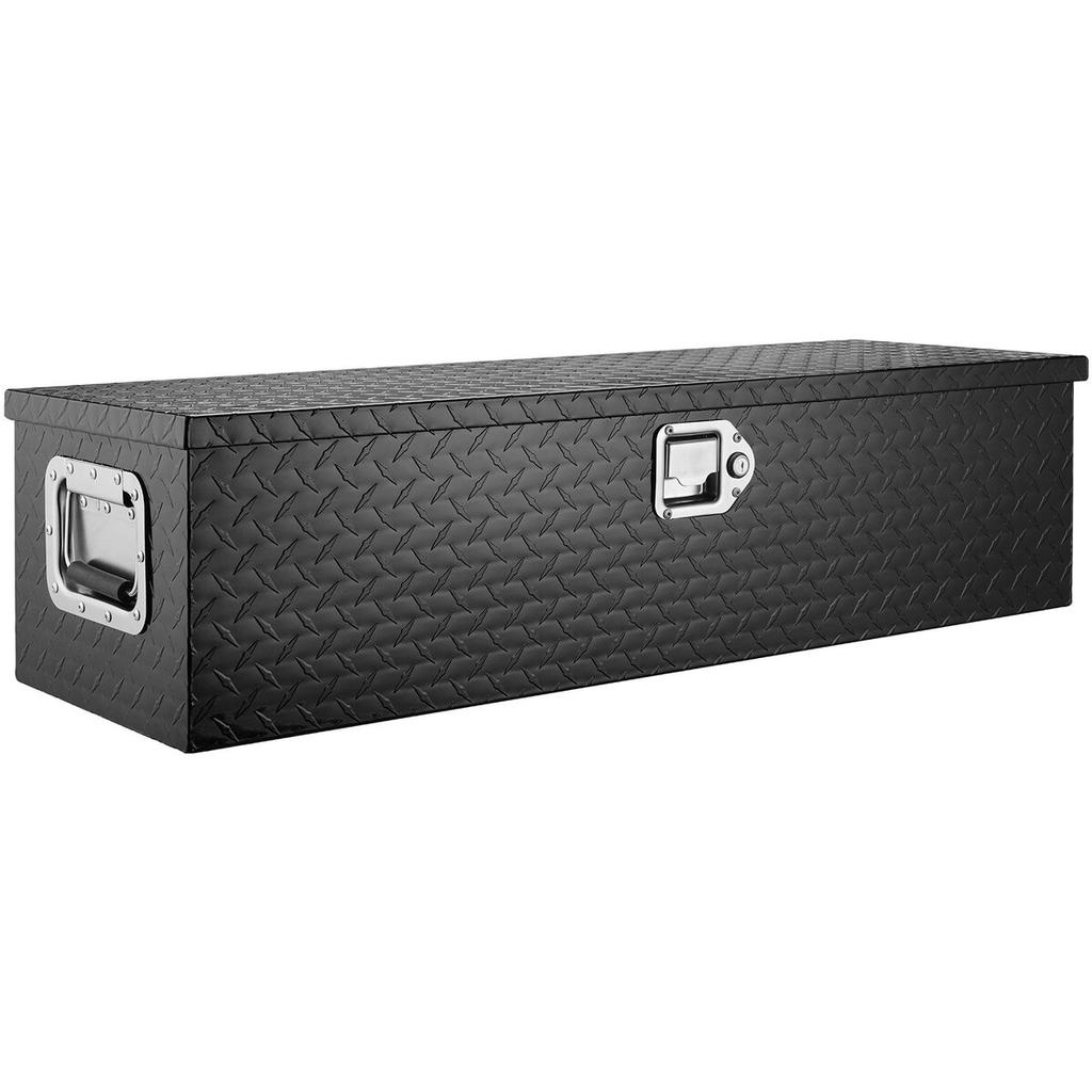 Robuste Aluminium-Ladeflächen-Werkzeugkiste, Werkzeugkiste mit Riffelblech, Seitengriff und Schlüsseln, Aufbewahrungs-Werkzeugkiste Organizer für Pickups, LKW