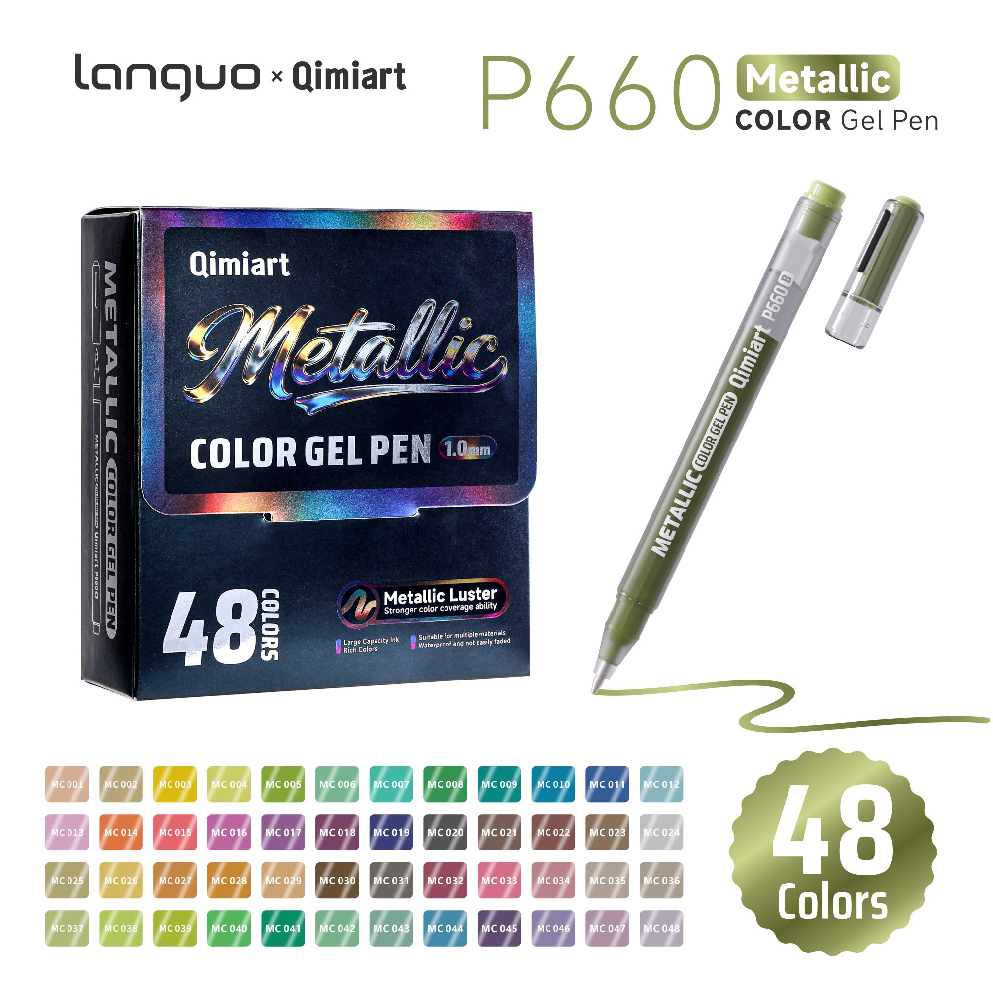 

LANGUO 48Colors Metallic Glitter Colors Gel Pens Set 1.0mm Metal Glitter Ballpoint Pen For School Coloring Drawing Art Markers
