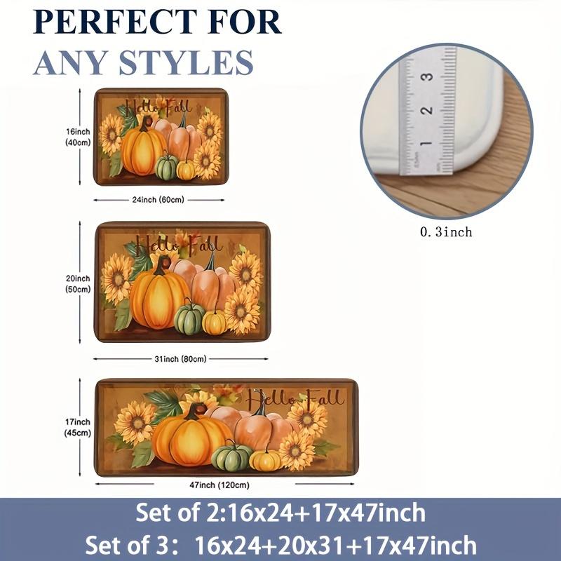 1Pcs Anti Fatigue Kitchen Rugs Autumn Pumpkin Print Waterproof Non-Slip Thick Cushioned Kitchen Mat Heavy Duty Comfort Standing Mat for Kitchen