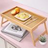 Natural Bamboo Bed Brunch Serving Tray Concealed Handle Bed Laptop Tray  Bedroom