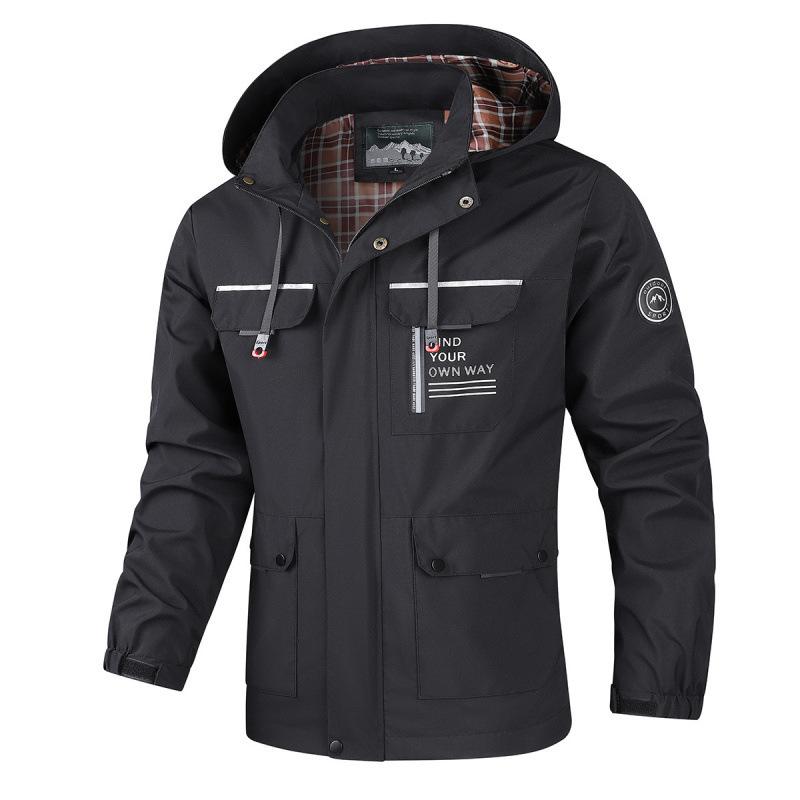 Herren Freizeitjacke Parka Mantel Herbst und Winter Kapuzenjacke Hemd Herrenjacke Einfarbig