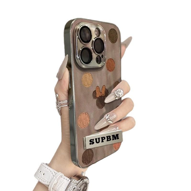 Polka dot minnie apple 17promax mobile phone case anti-drop iphone17pro new silicone mobile phone case electroplating