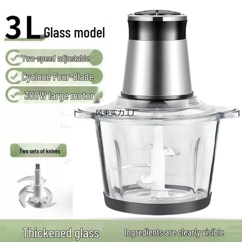 Multi-Functional Stainless Steel Food Processor with Copper Motor: Grinds Meat, Kneads Dough, and Makes Garlic Paste