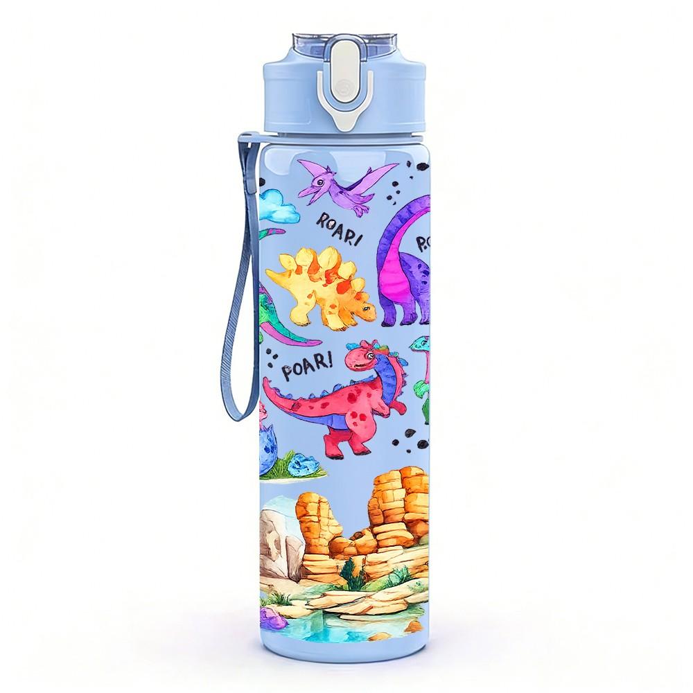 1PC Bright Doodle Abstract Graffiti Print 750ml Color Plastic Sports Water Bottle Leakproof Flip Straw Lid Suitable for Sports Office Home Use