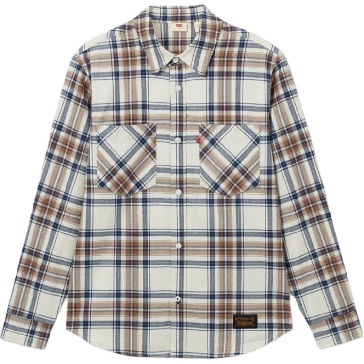 

Levis Повседневная Клетчатая Удобная Свободного Кроя Рубашка с Длинным Рукавом Мужские рубашки Синий Коричневый 001XM-0001 S