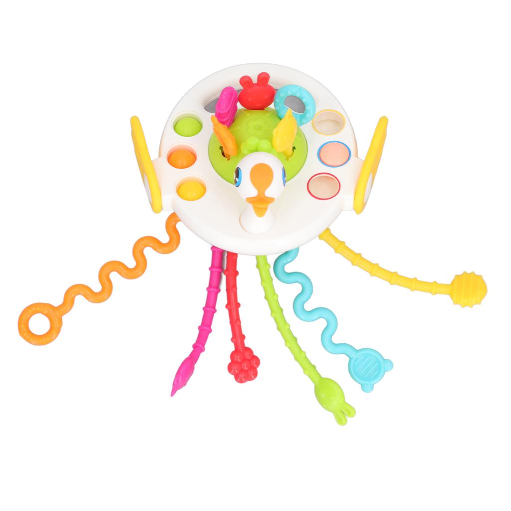 Jucărie pentru copii mici cu șnur de tras, educativă, liniștitoare, în formă de rață, multifuncțională, jucărie cu șnur de tras, albă