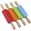 Mini Rolling Pin, Kids Rolling Pins Wooden Handle Non-stick Silicone Rolling Pins Pastry Brushes Dough 25-26