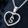 Heart Letters 26 Love Crystal Women Silver Plated Chain Jewelry Necklace