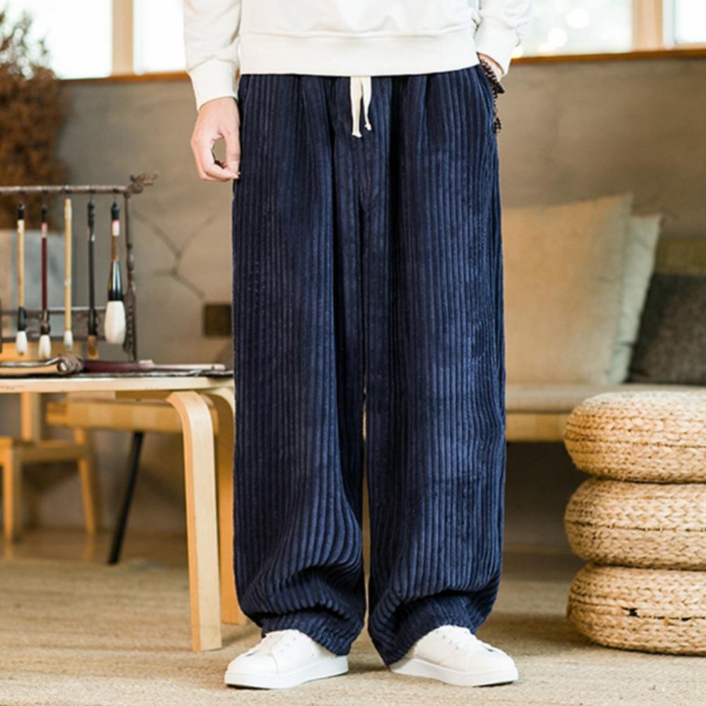 Oversized Pants Tradition Casual Autumn Wide-leg Trousers Harajuku Corduroy Streetwear Straight Pants Male Elastic Waist Loose