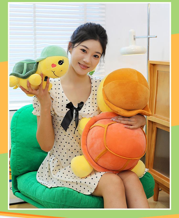 Adorável Tartaruga de Pelúcia com Capuz Almofada Presente