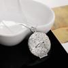 925 Sterling Silver Round Hollow Pendant Necklace Wedding Fashion Jewelry