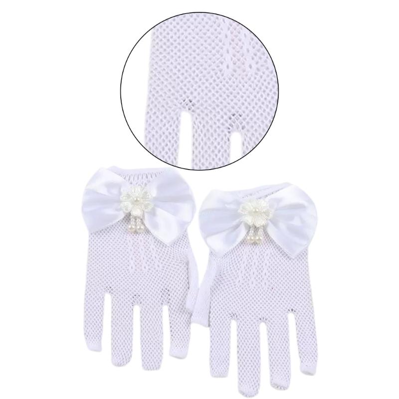 Kids Bowknot Lace Gloves for DressingUp Perfect for Dance Recitals Parties and Theme Event Festival Celebration Handwear