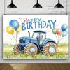 2D Flat Print Tractor Happy Birthday Tapestry Backdrop for Kids Farm Party