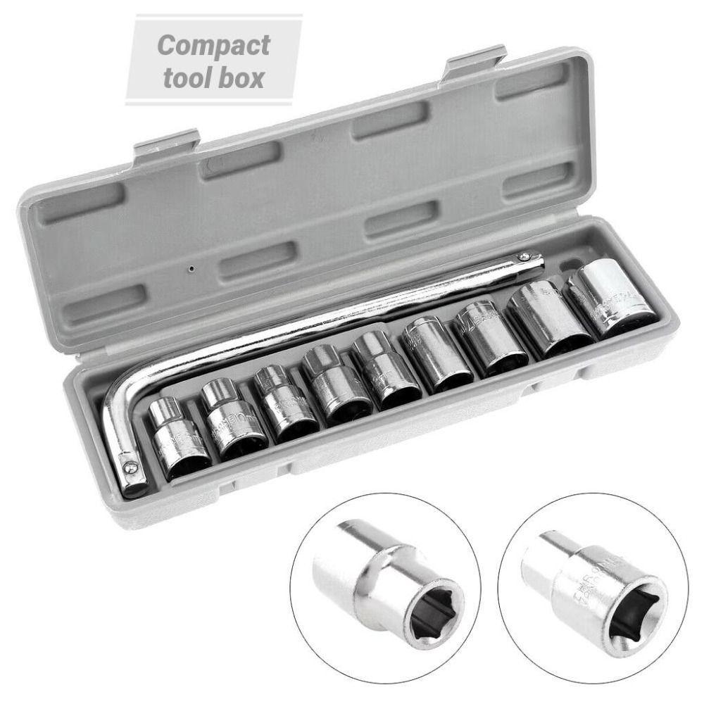 1/2" Drive Socket Wrench Set Metric Size Carbon Steel Tools Automotive Repairs