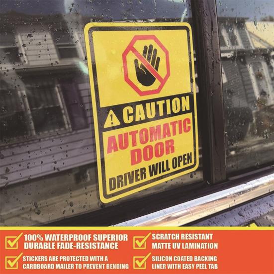 Yousheng 4 Stück Auto Tür Sicherheitsaufkleber Reflektierende Warnetiketten für Fahrzeugfenster Kreatives Wetterfestes Automatik-Aufkleber-Set