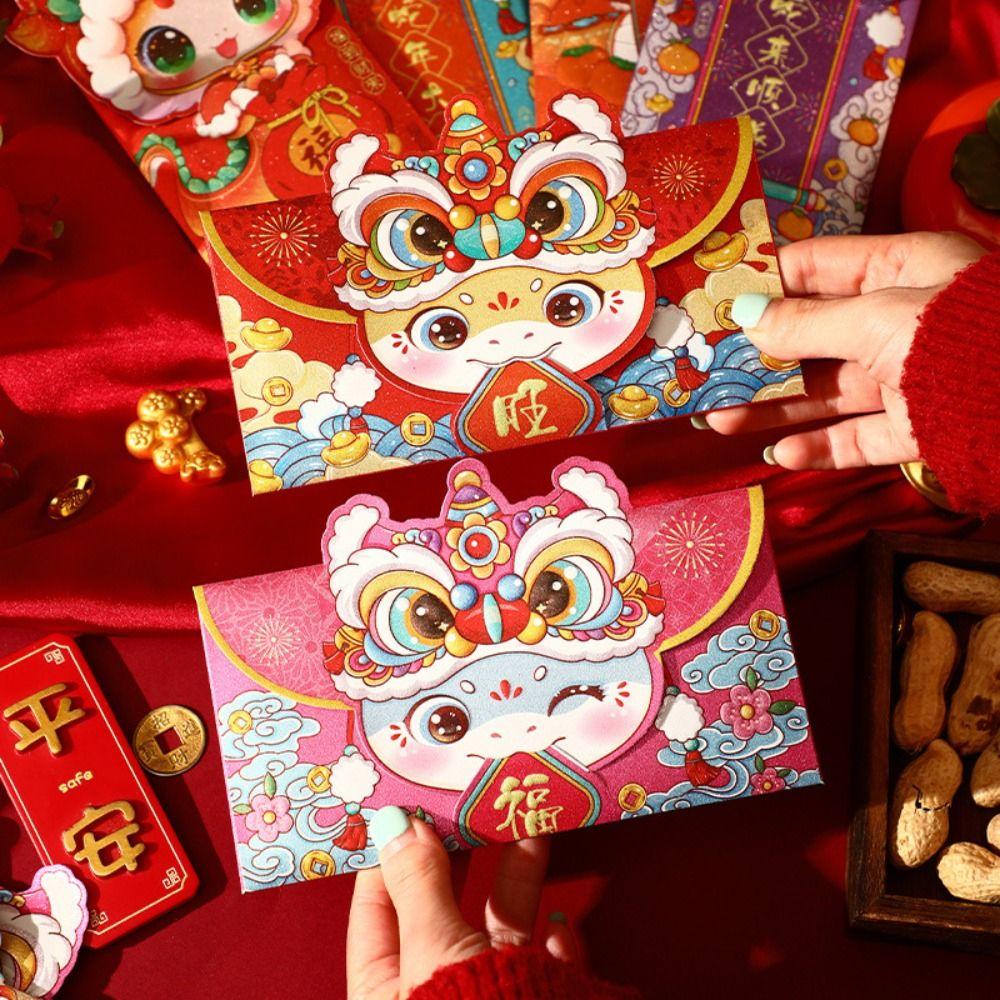 4pcs Traditional New Year Red Envelopes Chinese Money Packet Lucky Money Pockets  Celebration Party