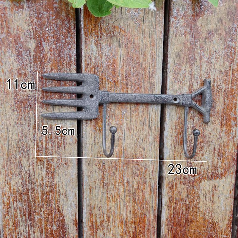 Double Hook Iron Shovel and Rake Decorative Hanging for Courtyard and Home