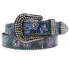 Versatile Women's Rhinestone Belt with Purple & Green Floral Design - Stylish Thin Waist Accessory