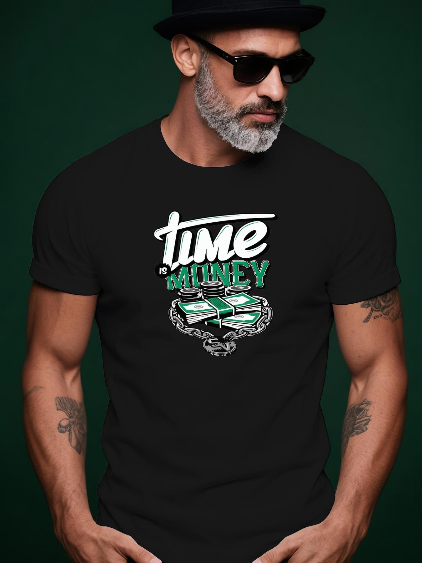 Time is Money Graphic Tee - Casual Summer Crew Neck Sho... XXL