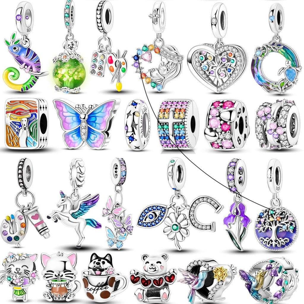 Colorful Charm Copper Cz Butterfly Beads Cute Bird Cat Dog Pendants Original Accessories Bracelets Diy Jewelry