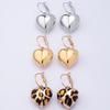 A Pair of Women's Earrings with 3D Heart-Shaped Leopard Print Pendants, Suitable for Everyday and Autumn/Winter Wear