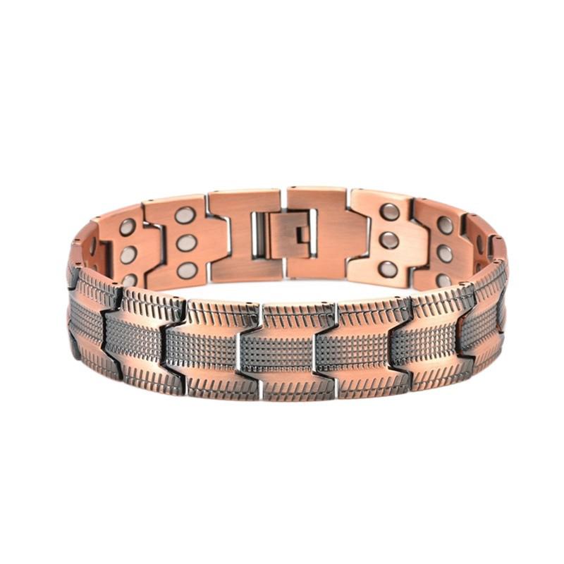 Antique Copper Magnetic Bracelet: Retro Fashion Three-Row Adjustable Couple Bangle