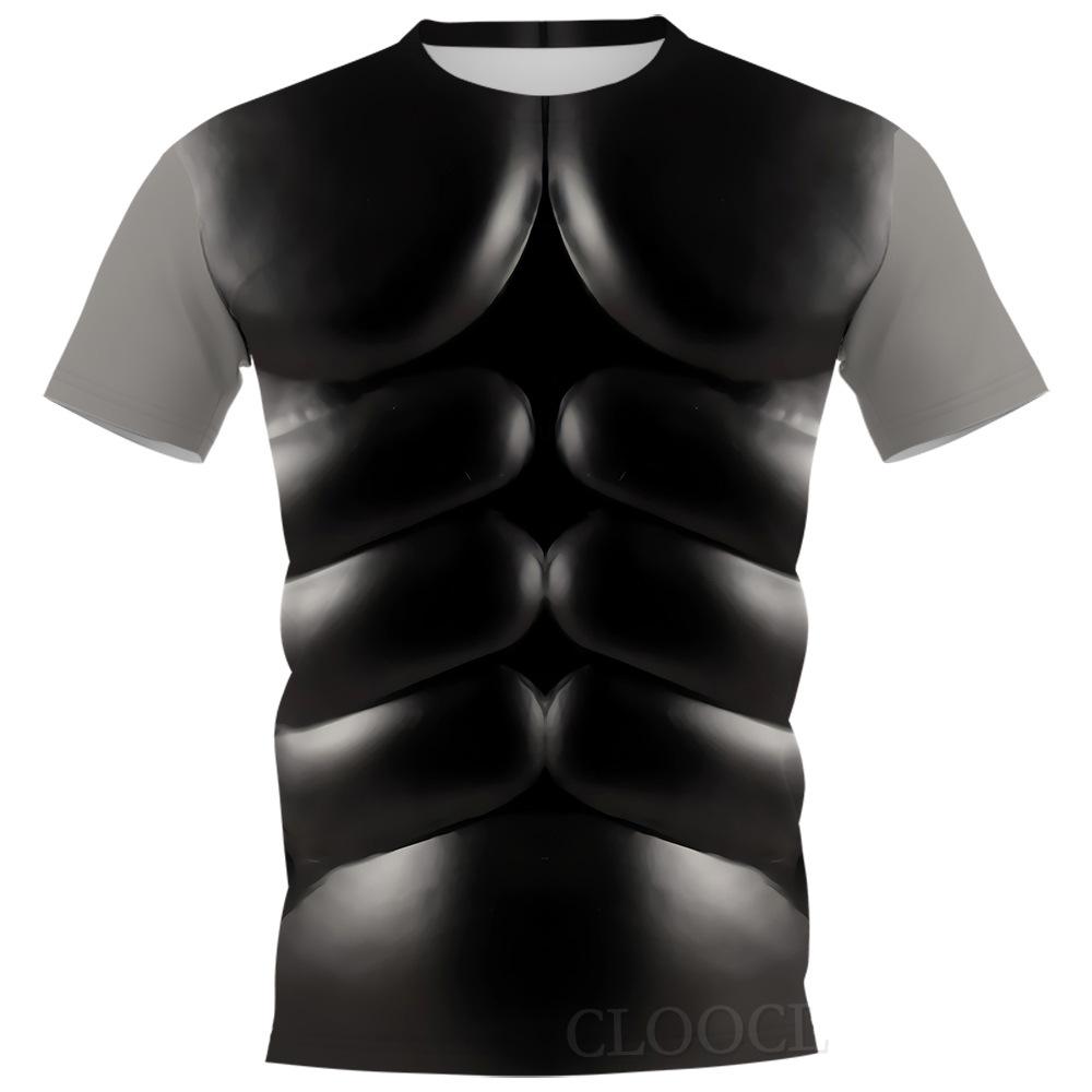 T-shirt Motif 3D Imprimé Armure T-shirt Homme Col Rond Manches Courtes Chemise Décontractée