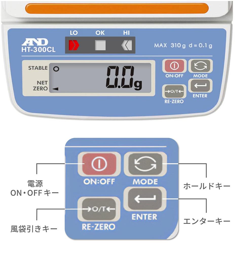 Digital Scale with Comparator Minimum Pan X Uncertified A&D Light, HT-300CL, Capacity 310g, Display 0.1g, Dimensions 132(W) 130(D)mm,