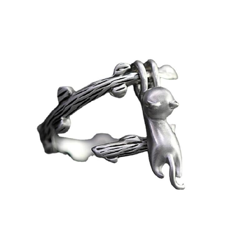 Open Finger Rings Adjustable Rings Cats Climbing Branch Finger Jewelry Alloy Texture Suitable for Fashion Lover Present